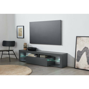 Mobile porta TV Dcompagno, Base porta TV, Credenza bassa da soggiorno a 1 anta, 100% Made in Italy, 160x40h35 cm, Antracite