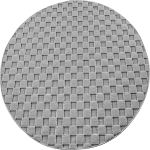 HELIX - Tapis moderne rond effet laine bouclé à motif damier en relief gris