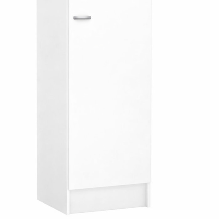 Colonna Armadio Bagno 1 Anta Salvaspazio 4 Ripiani Regolabili Mobile Alto Ingresso Corridoio Moderno Maniglia Argentata 200 x 47.05 x 49.2 cm Bianco