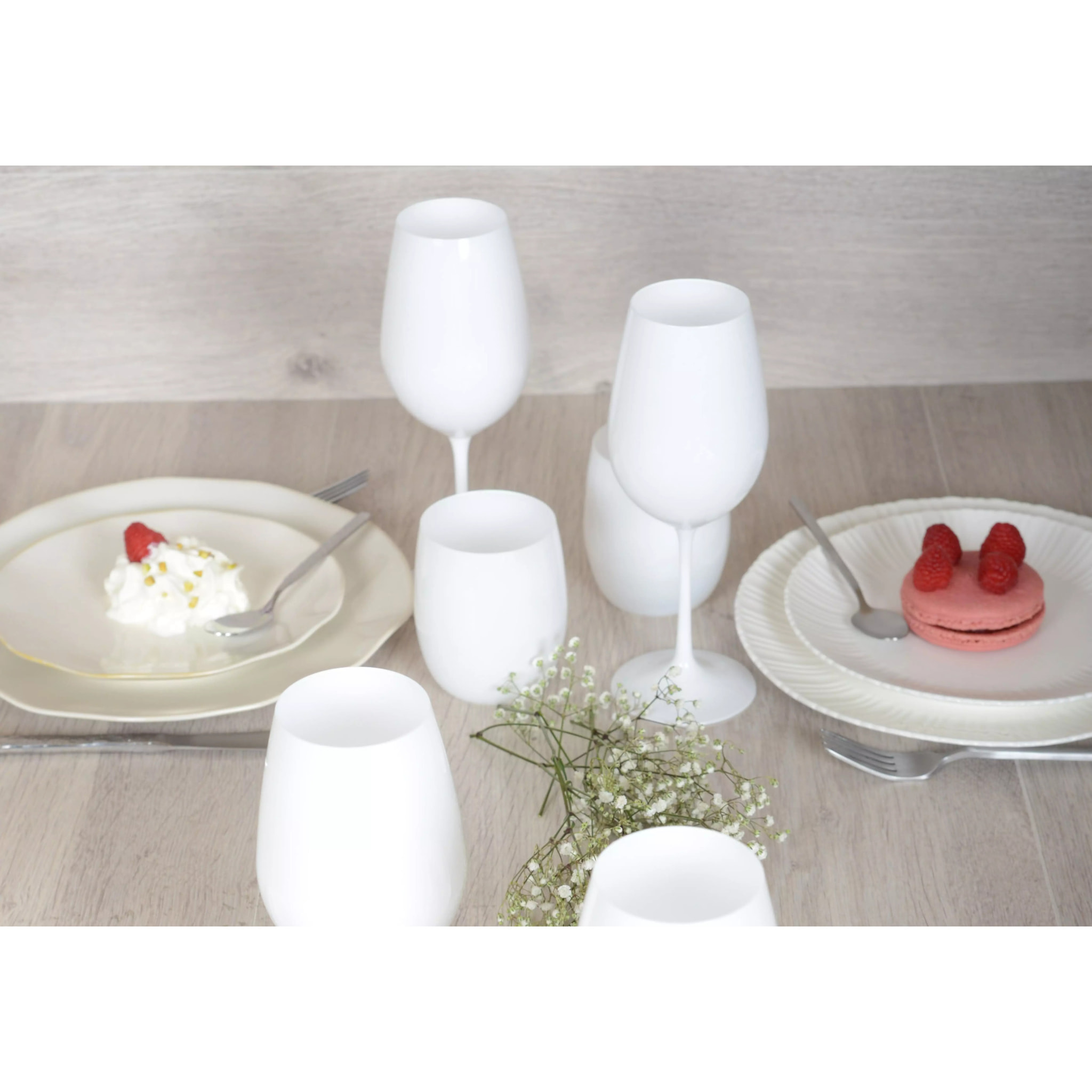Lot de 6 Assiette à dessert blanche rosa 20x20x2cm
