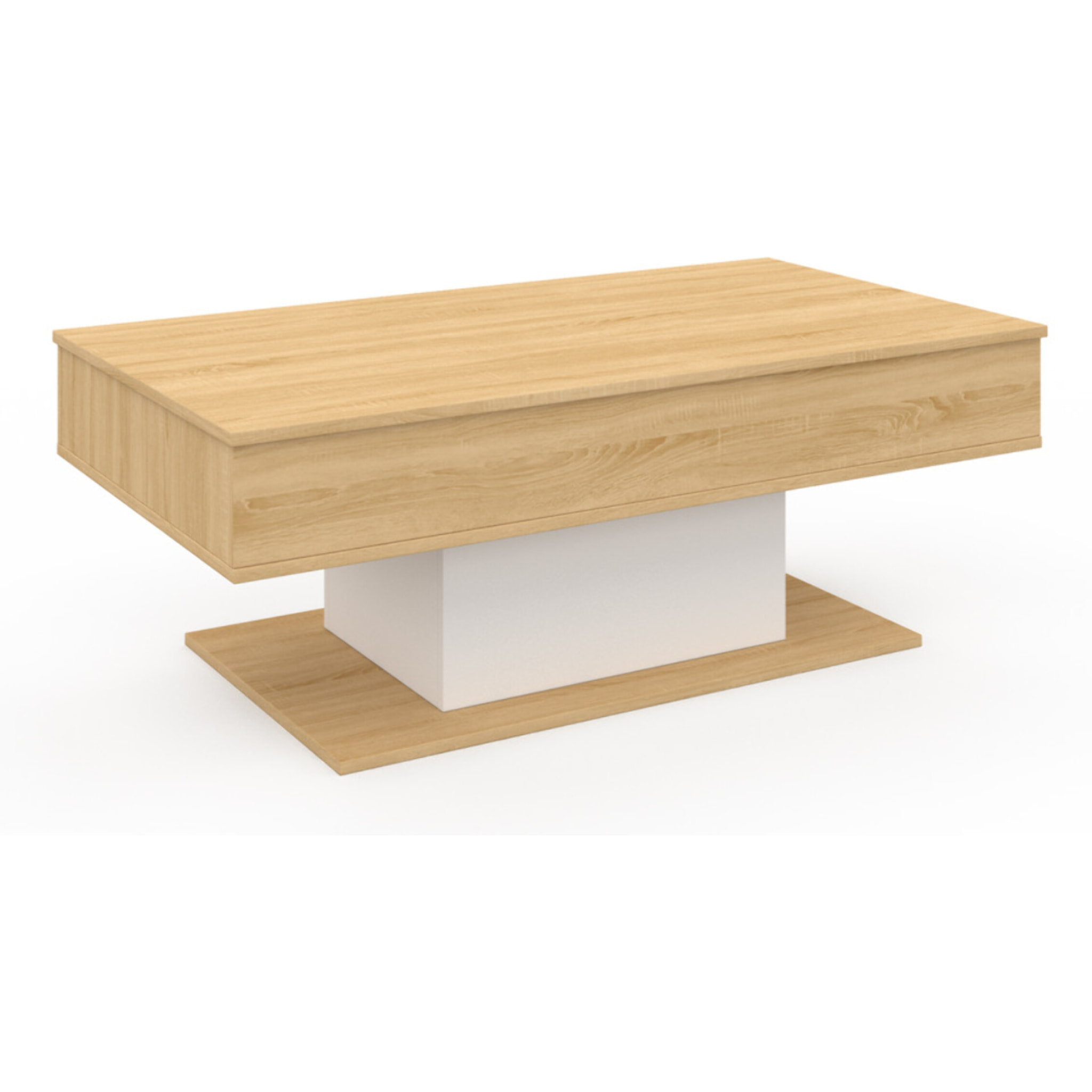 Table basse Tania relevable bois et blanc