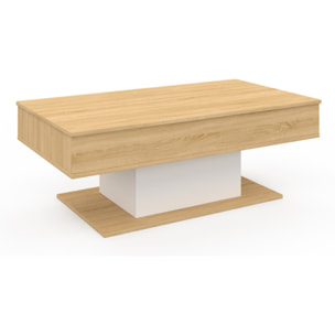 Table basse Tania relevable bois et blanc