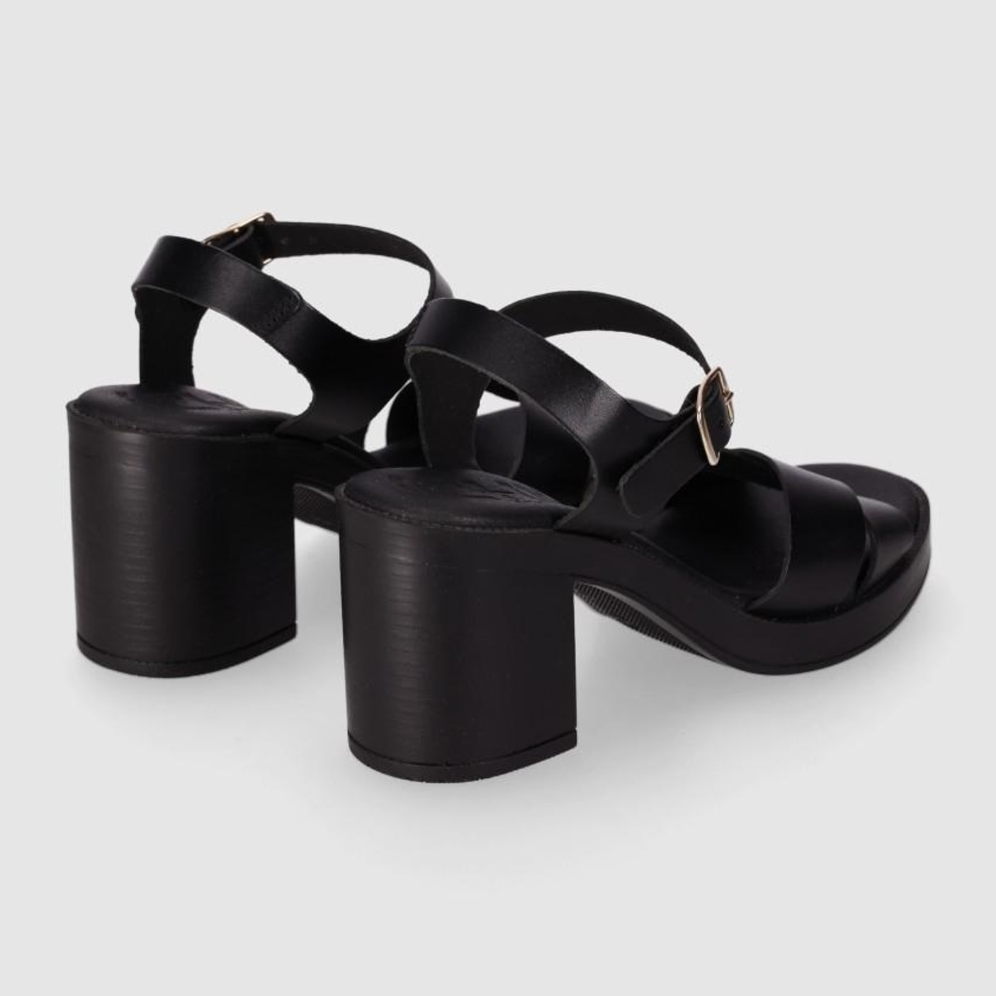 Sandalias de Piel - Negro - Tacón: 8 cm
