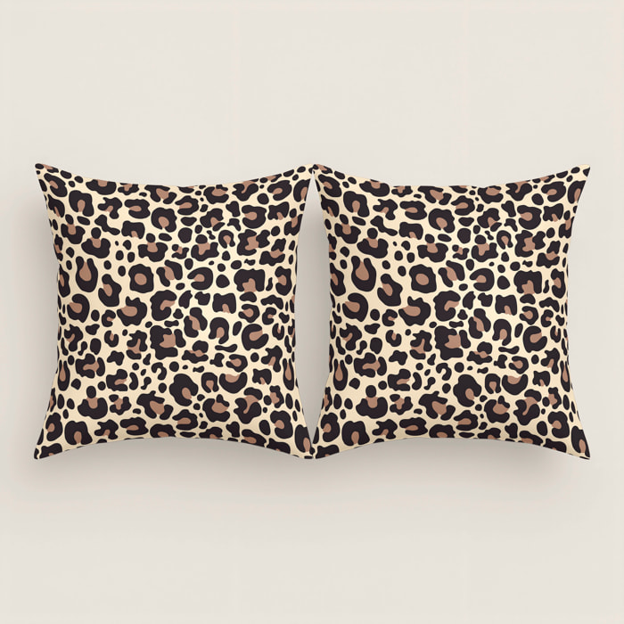 Funda de Cojín Estampado - Con Cremallera - Sin relleno - 100% Microfibra - Leopard