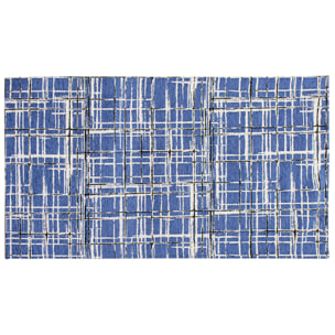 TAPPETO ARREDO DIS.GRAFFIATO BLU MARE 65X175 CM CON ANTISCIVOLO