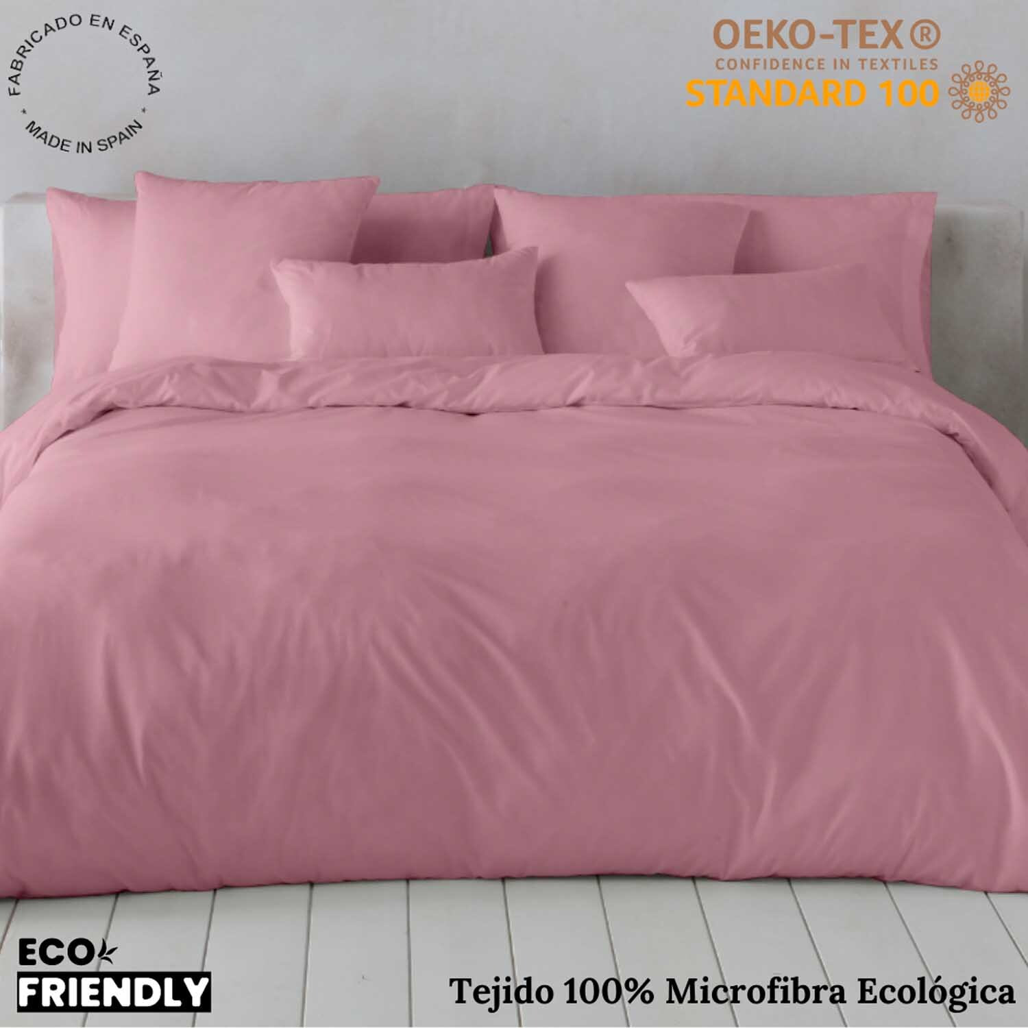 Icehome - Funda Nórdica Lisa - 100% Microfibra - Incluye 1/2 Fundas de Almohada - Rosa Viejo