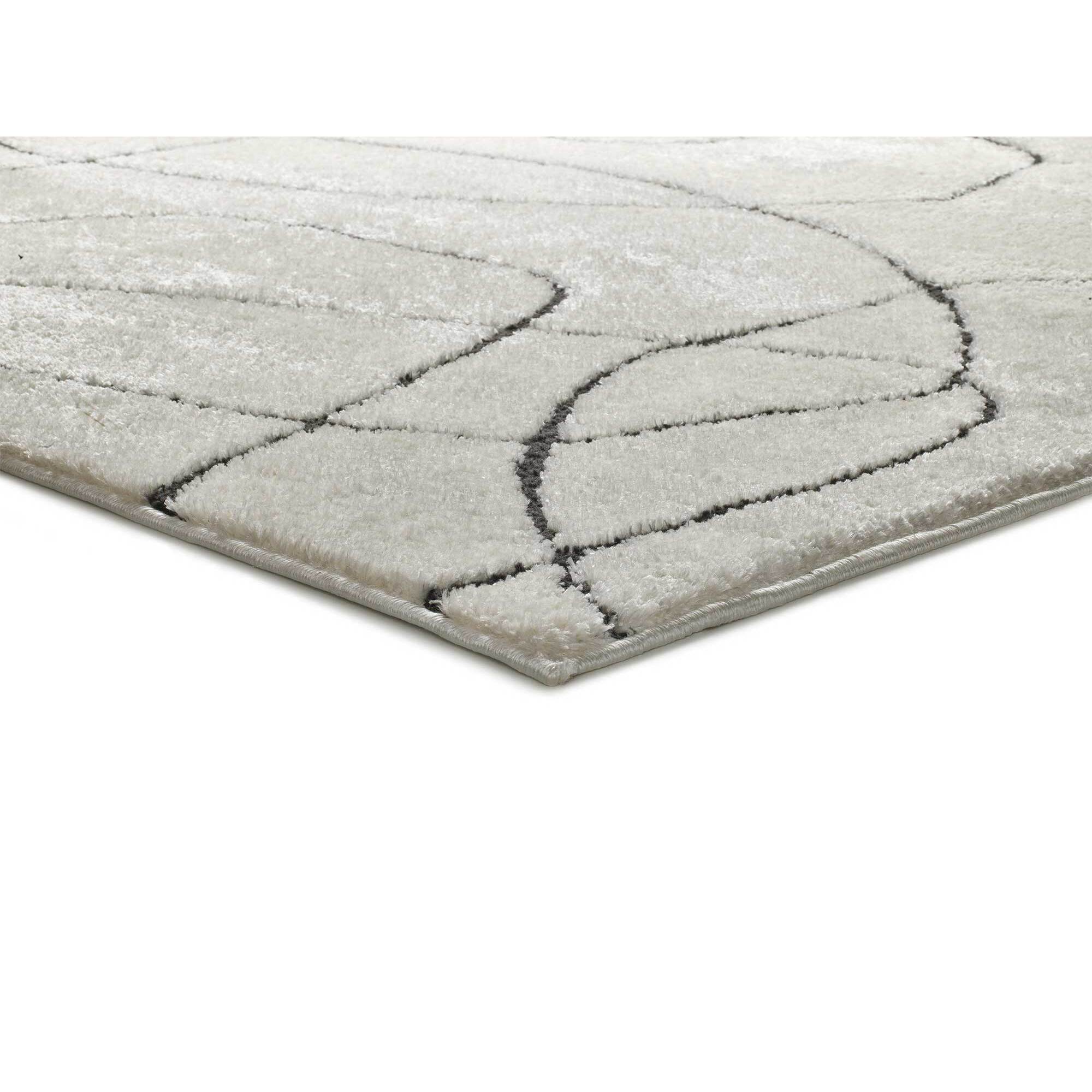 BLANCHE Alfombra diseÃ±o trazos con relieve en blanco y negro, varias medidas disponibles.