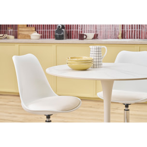 Chaise design pivotante blanche et métal chromé STEEVY V2