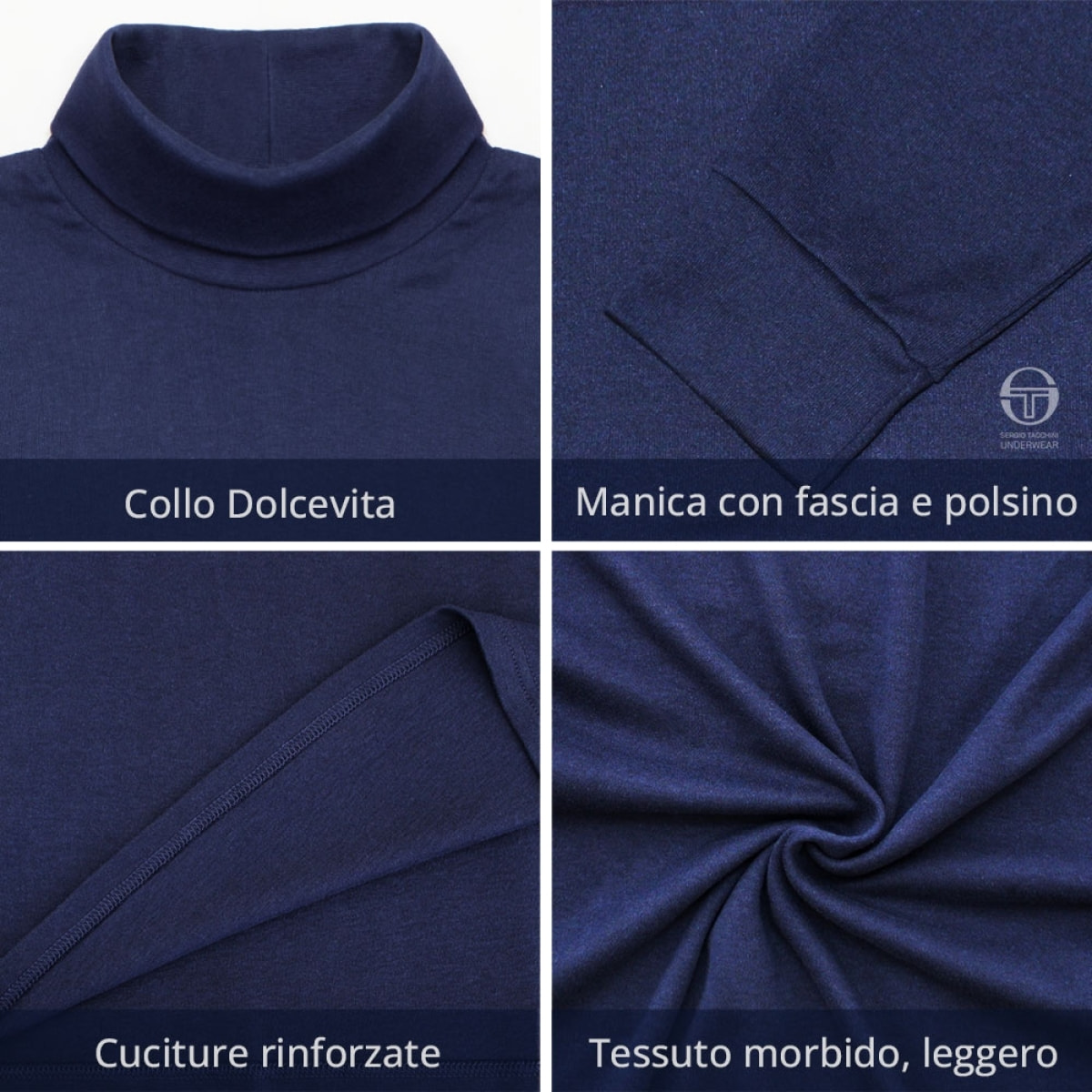 3 Maglie Dolcevita Uomo Caldo Cotone Sergio Tacchini