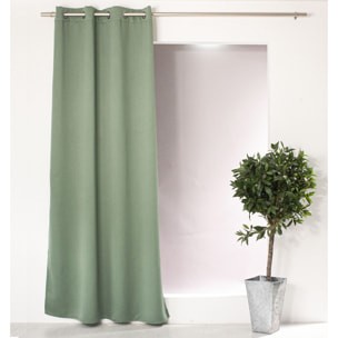 Rideau occultant fil noir avec 8 œillets - Vert