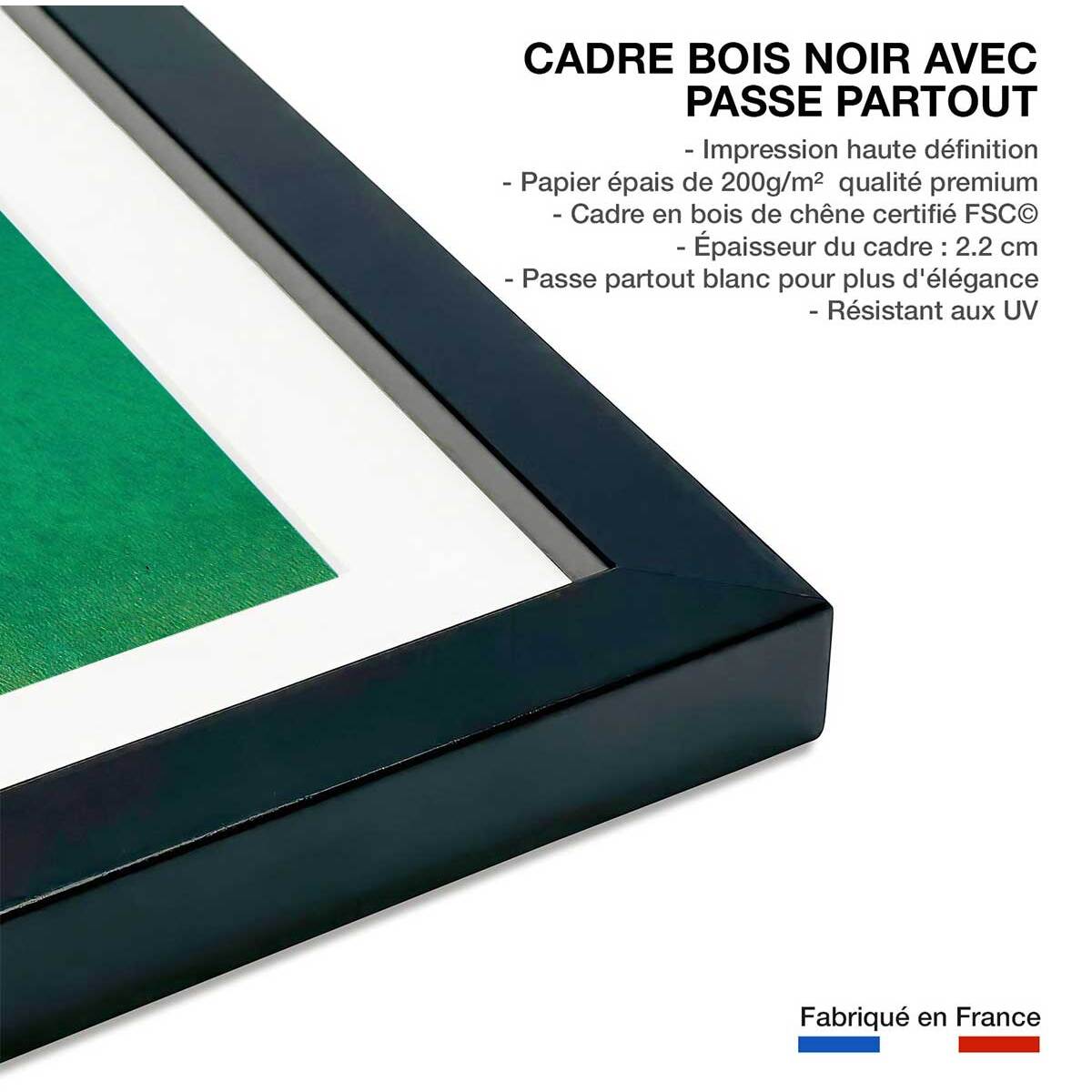 Affiche plage tropiques dans mon coeur Affiche sous cadre noir