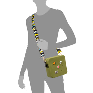 Villimpenta bolso bandolera cuadrado de silicona, con correa de diseño, intercambiable.