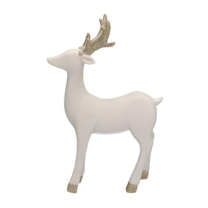 Renna in ceramica bianco oro cm15x6h23