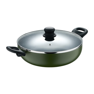 Cacerola baja con tapa ø28x8 cm en aluminio prensado, antiadherente, ideal para cocina diaria expert san ignacio