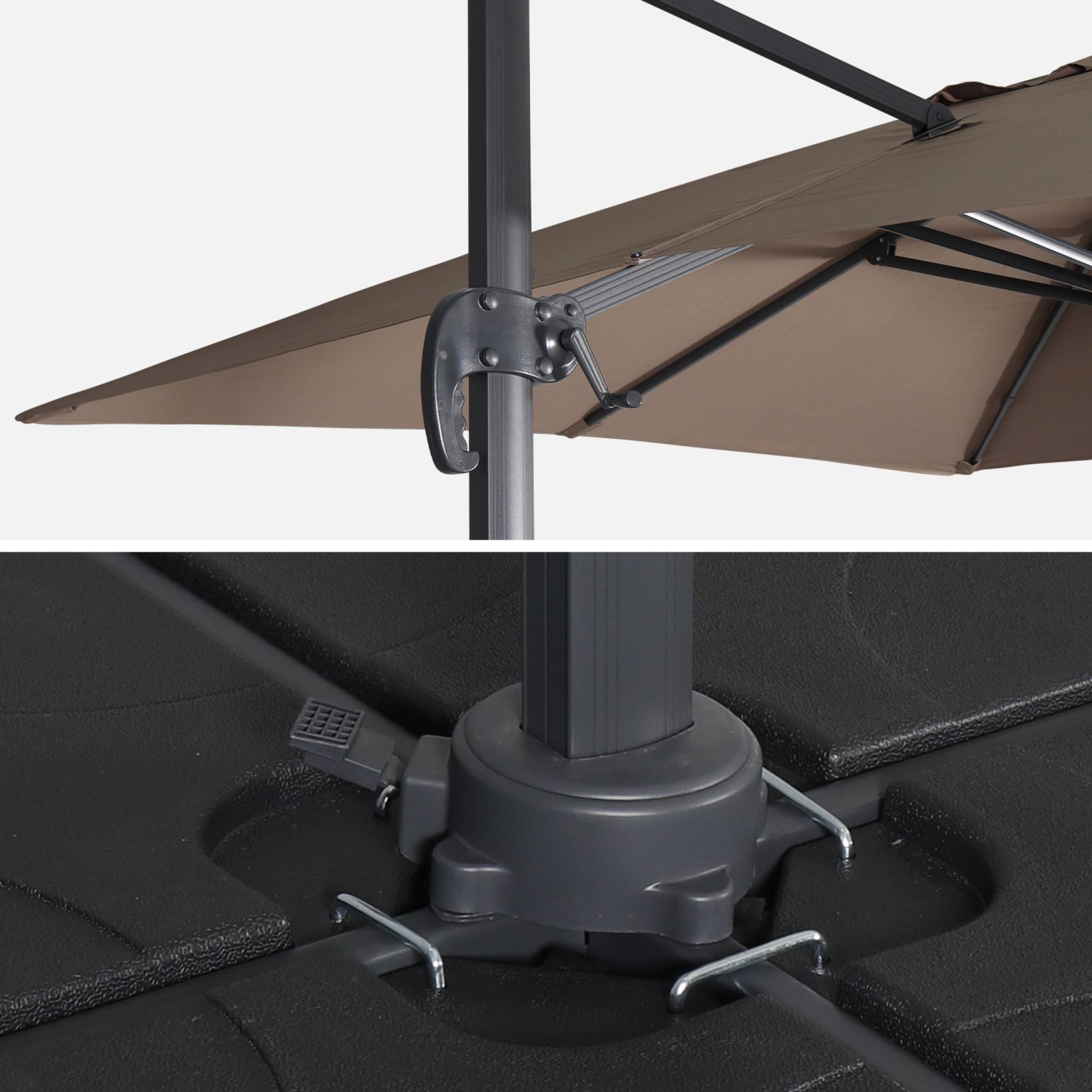 Parasol déporté rectangulaire 3x4m + dalles à lester 50x50cm WIMEREUX + DALLES 50X50CM