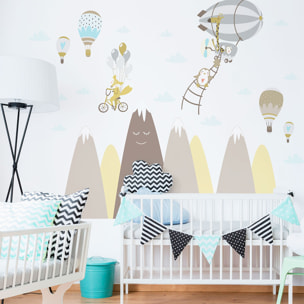 Stickers muraux enfants - Décoration chambre bébé - Autocollant Sticker mural géant enfant montagnes scandinaves ANIMAUX DU CIRQUE