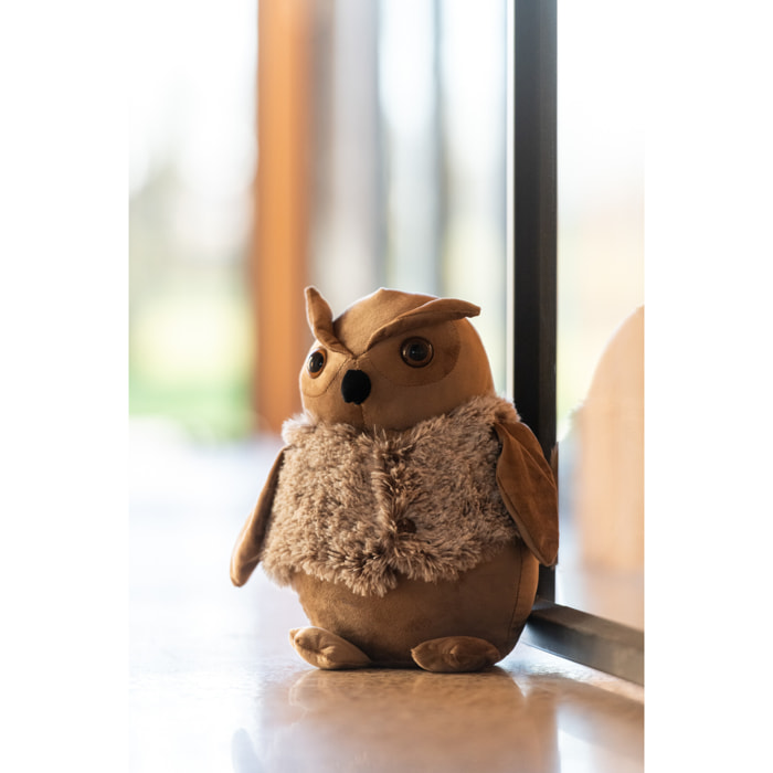 J-Line butoir de porte Hibou + manteau - polyrésine - beige