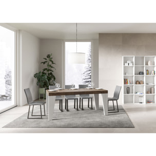 Mesa extensible 90x160/264 cm Naxy Mix tapa Nogal patas Fresno Blanco