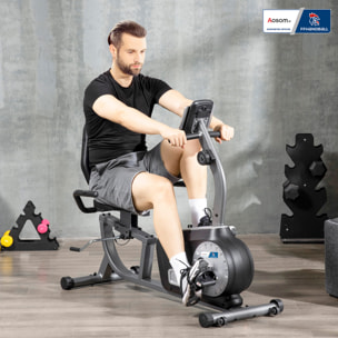 Vélo d'appartement semi-allongé magnétique réglable écran LCD - collaboration Aosom.fr x FFHandball - acier ABS gris noir