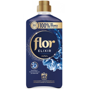 Flor Elixir - Suavizante para la ropa concentrado, aroma azul - 126 lavados (2 botellas x 63 dosis)