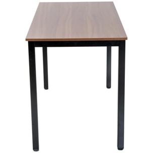 Table bureau informatique grand plateau 120L x 60l x 74H cm panneaux particules noyer métal noir