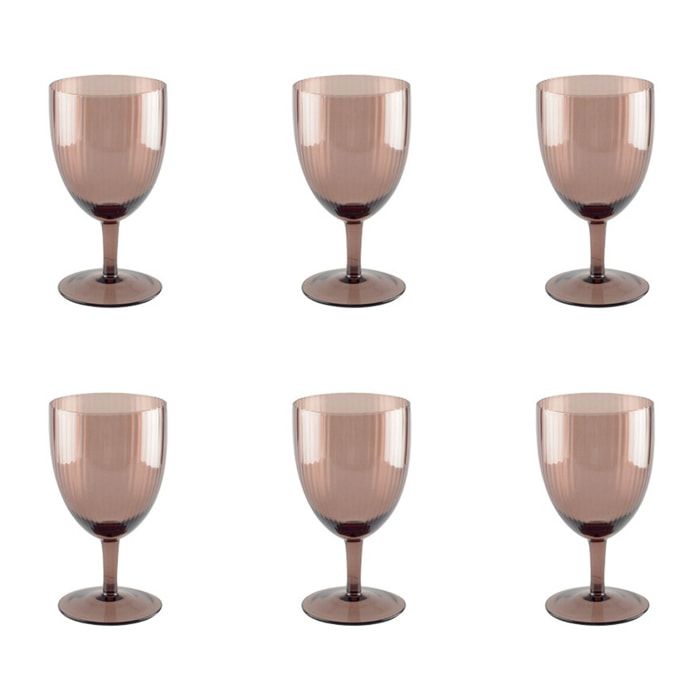 Lot de 6 verres a vin marron