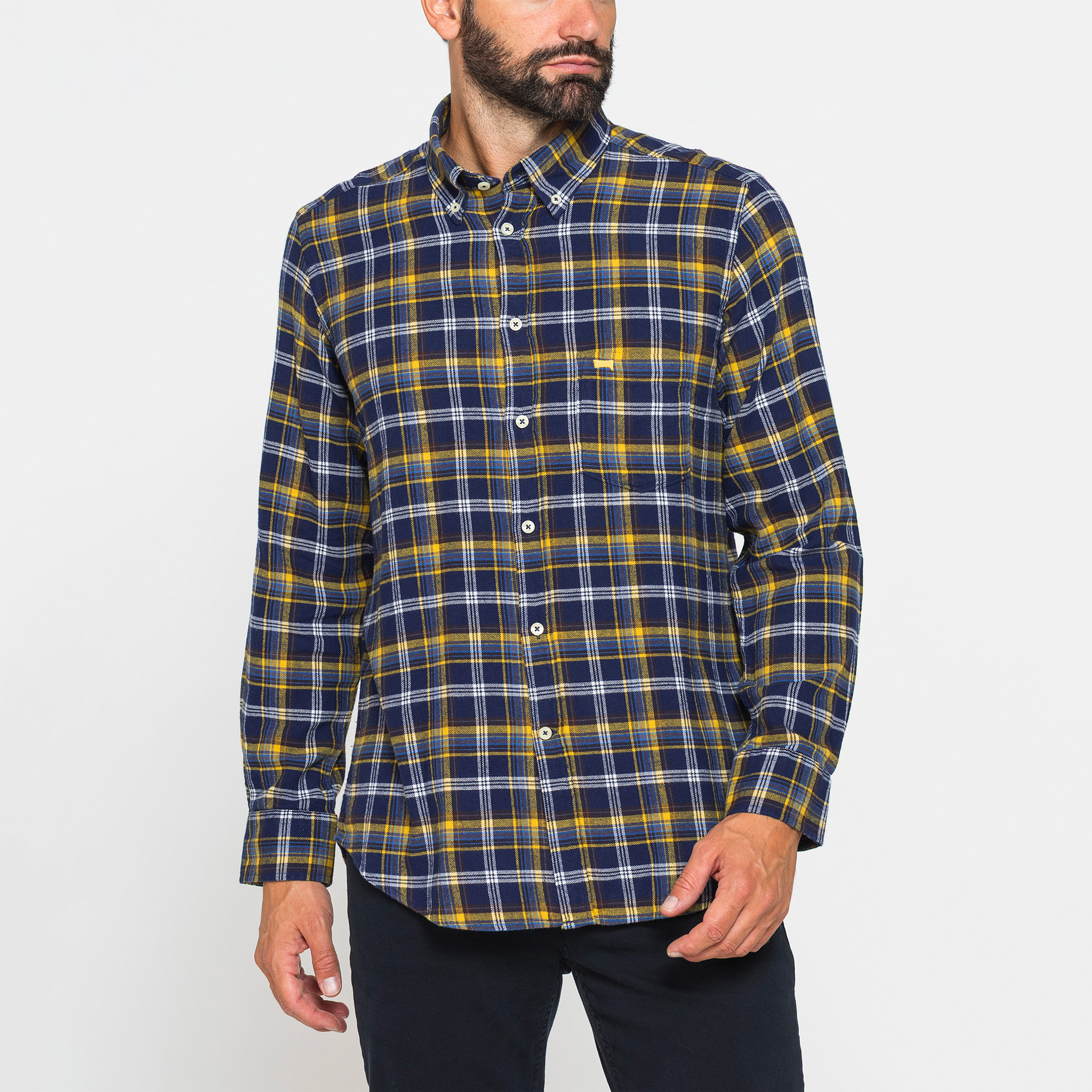 CAMICIA FANTASIA TINTO FILO IN FLANELLA LEGGERA