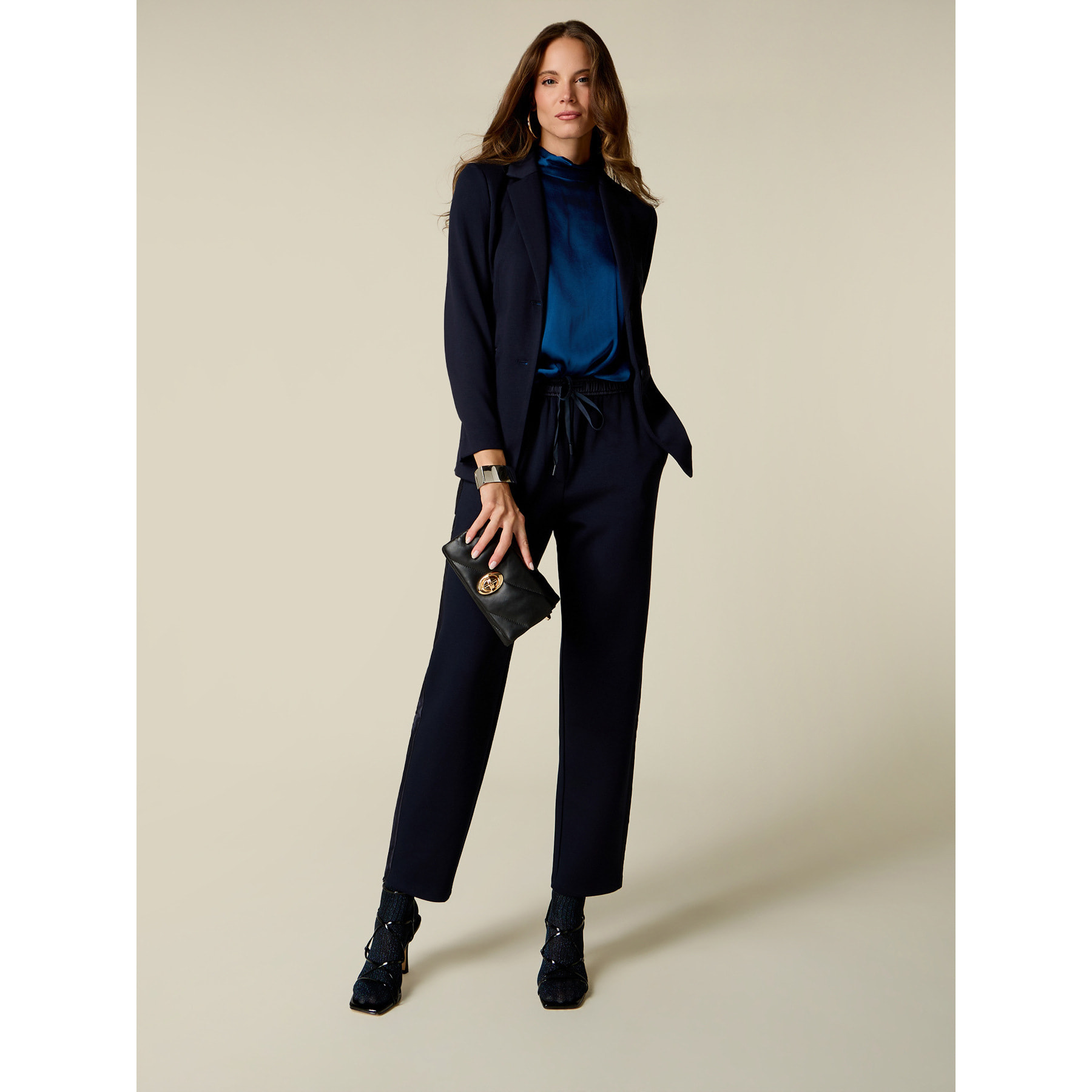 Oltre - Joggers con dettagli in raso - Blu