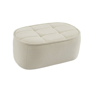 Pouf. repose-pieds pour chauffeuse 1 place Boni bouclette texturée blanc cassé L 91 x P 63 x H 40cm - Boni