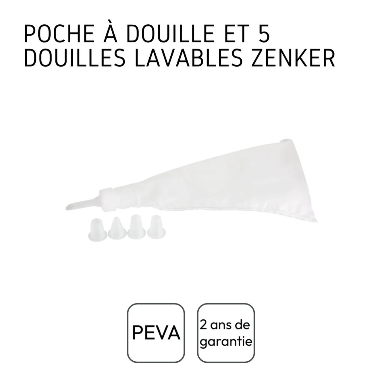 Ensemble de 2 Poches à douille et 10 embouts en plastique 28 cm Zenker Smart Pastry