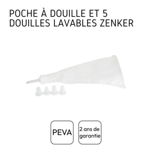 Ensemble de 2 Poches à douille et 10 embouts en plastique 28 cm Zenker Smart Pastry