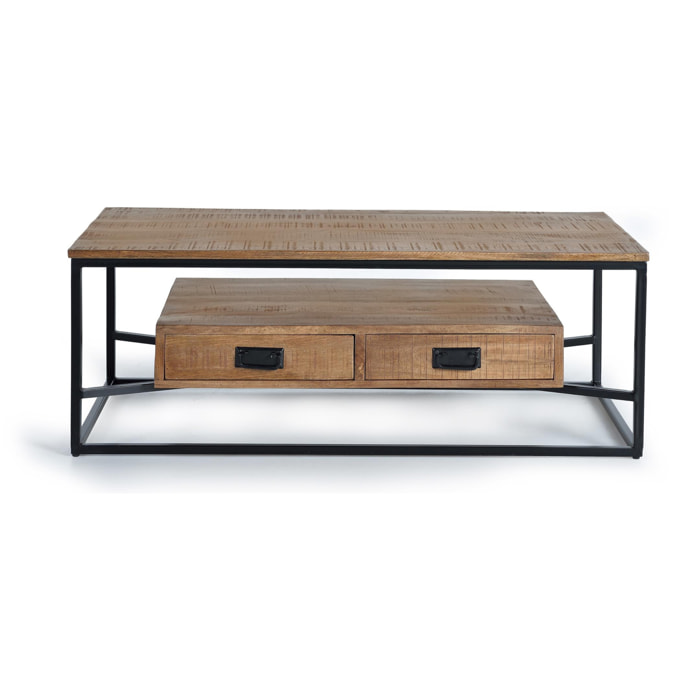Mesas de Centro de Madera de Mango 120 Cm Estilo Industrial
