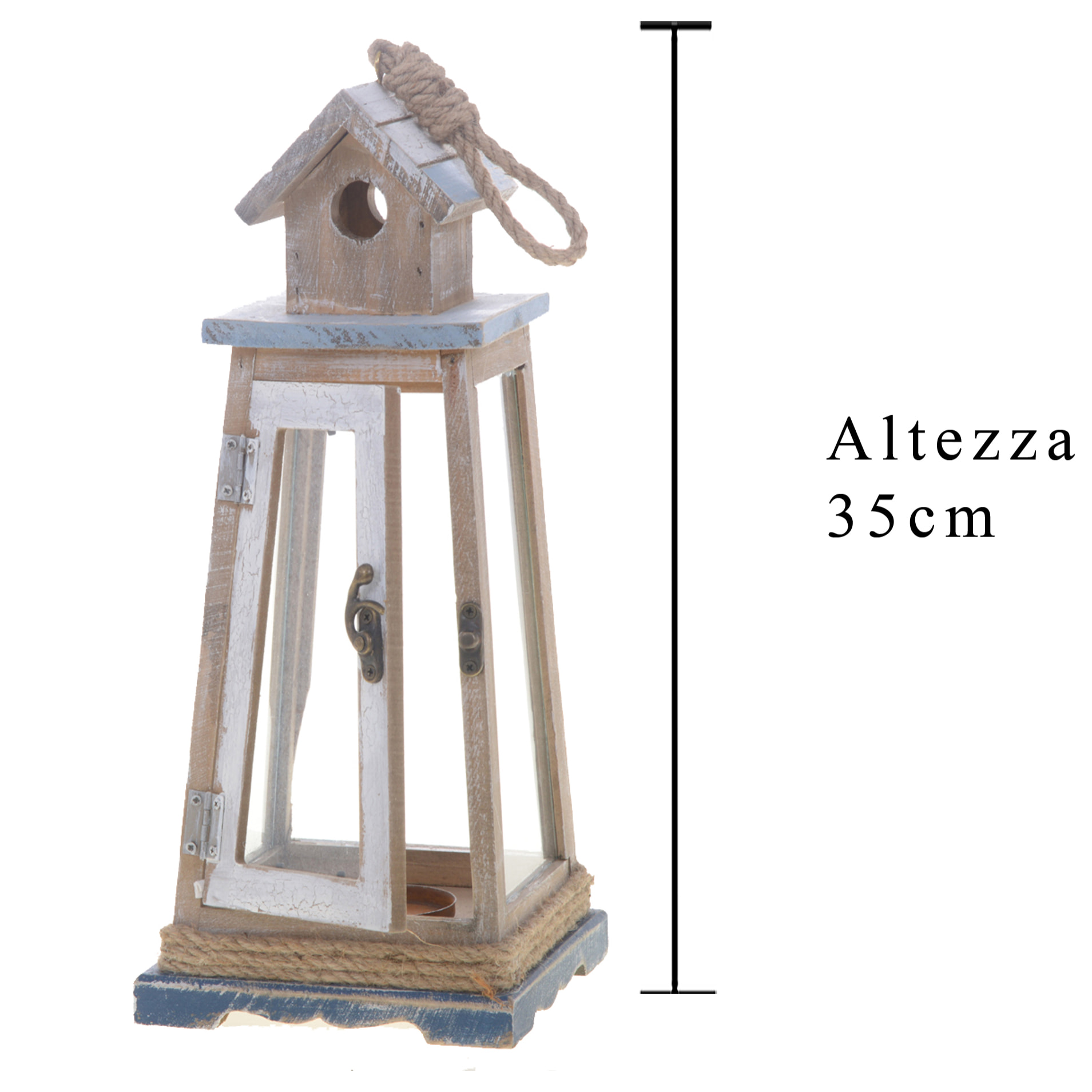 Lanterna. Altezza 35 Cm - Pezzi 1 - 14,5X35X14,5cm - Colore: Blu - Bianchi Dino - Marina Lanterne E P/Candele