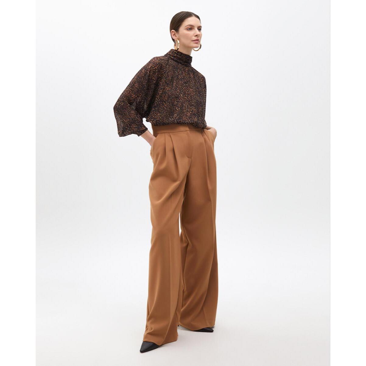 Pantaloni a palazzo a vita alta con pince