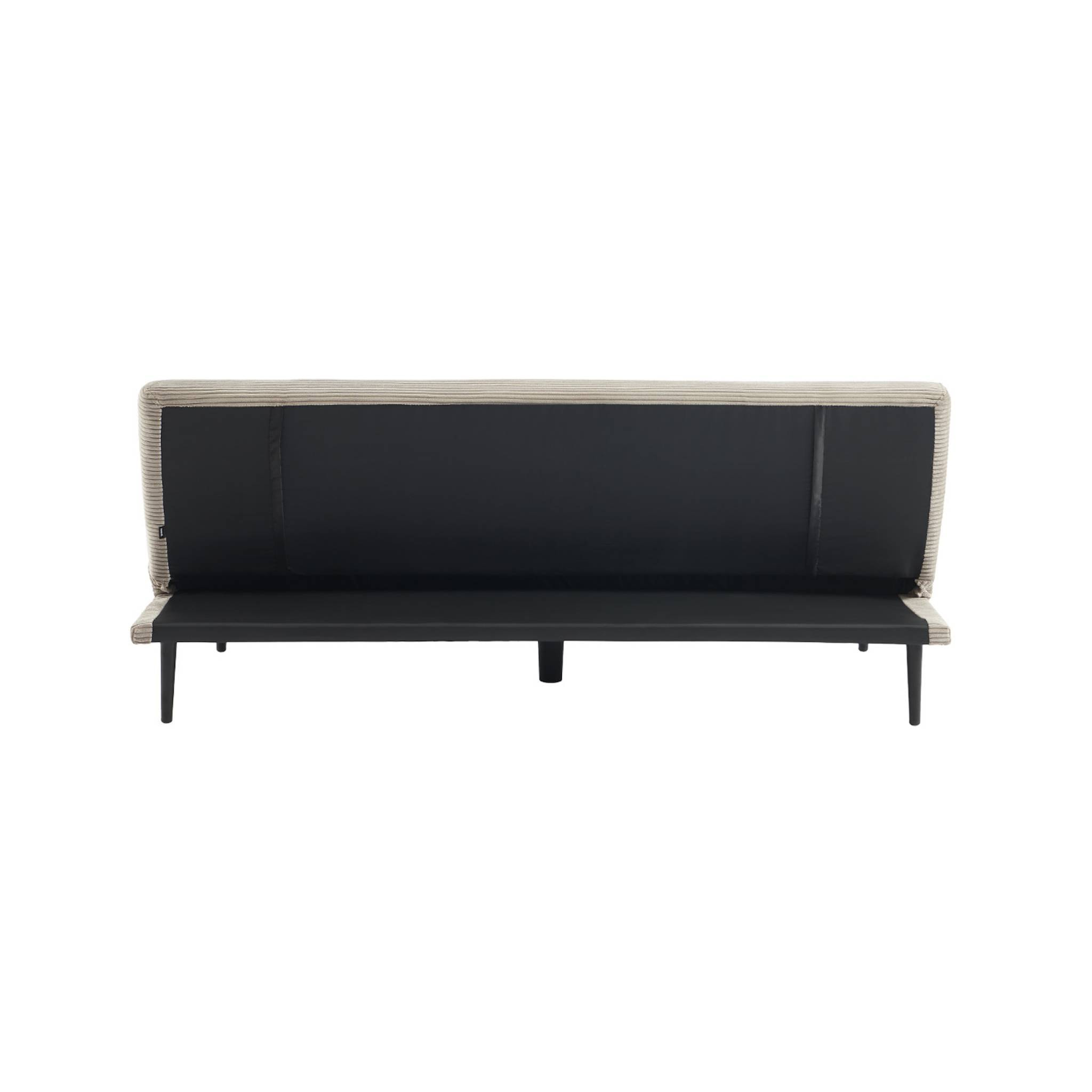 Canapé banquette convertible 3 places velours côtelé greige piétement métal L 180 x P 100 x H 74.5 cm - Max