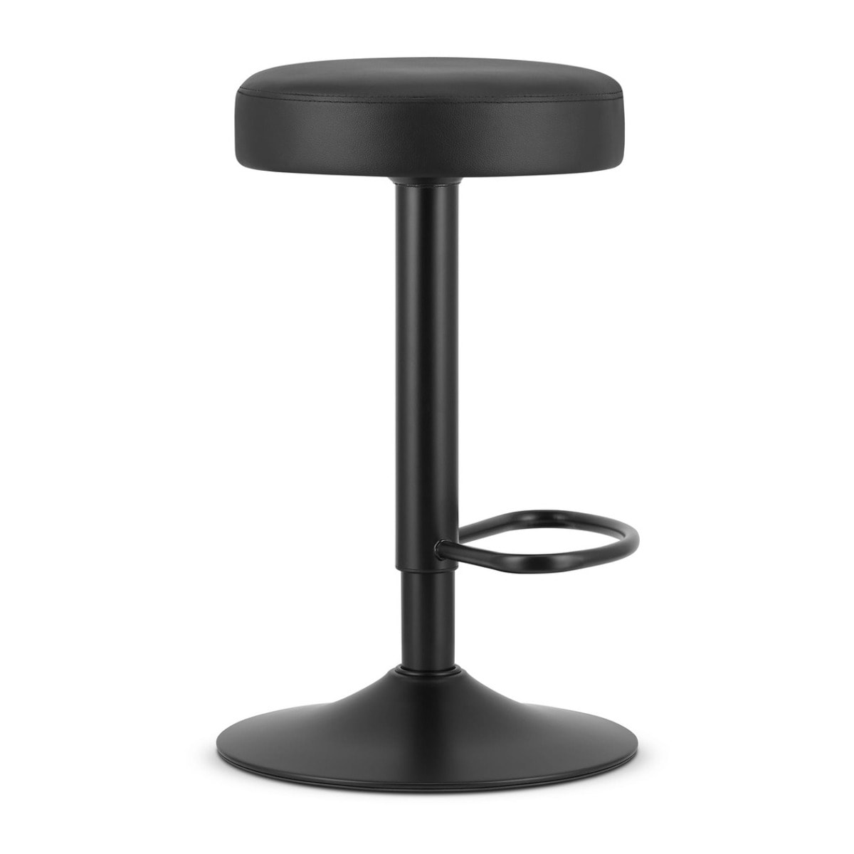 Sgabello da bar ROJST in ecopelle nera con base nera