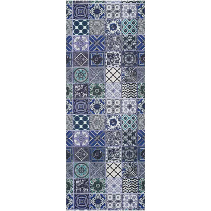 SPRINTY Alfombra vinílica de cocina diseños bohemios en azul, varias medidas disponibles.