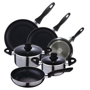 Batería de cocina 5pc aluminio prensado + juego de sartenes ø16ø20ø24 aluminio prensado san ignacio