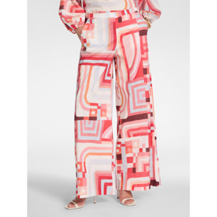 Elena Mirò - Pantalones palazzo estampados - Rojo