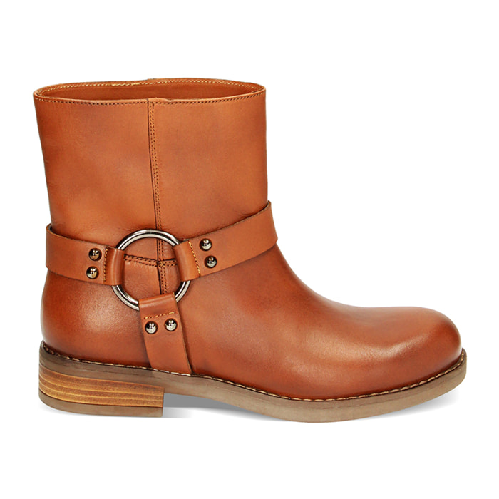 Biker cognac in pelle