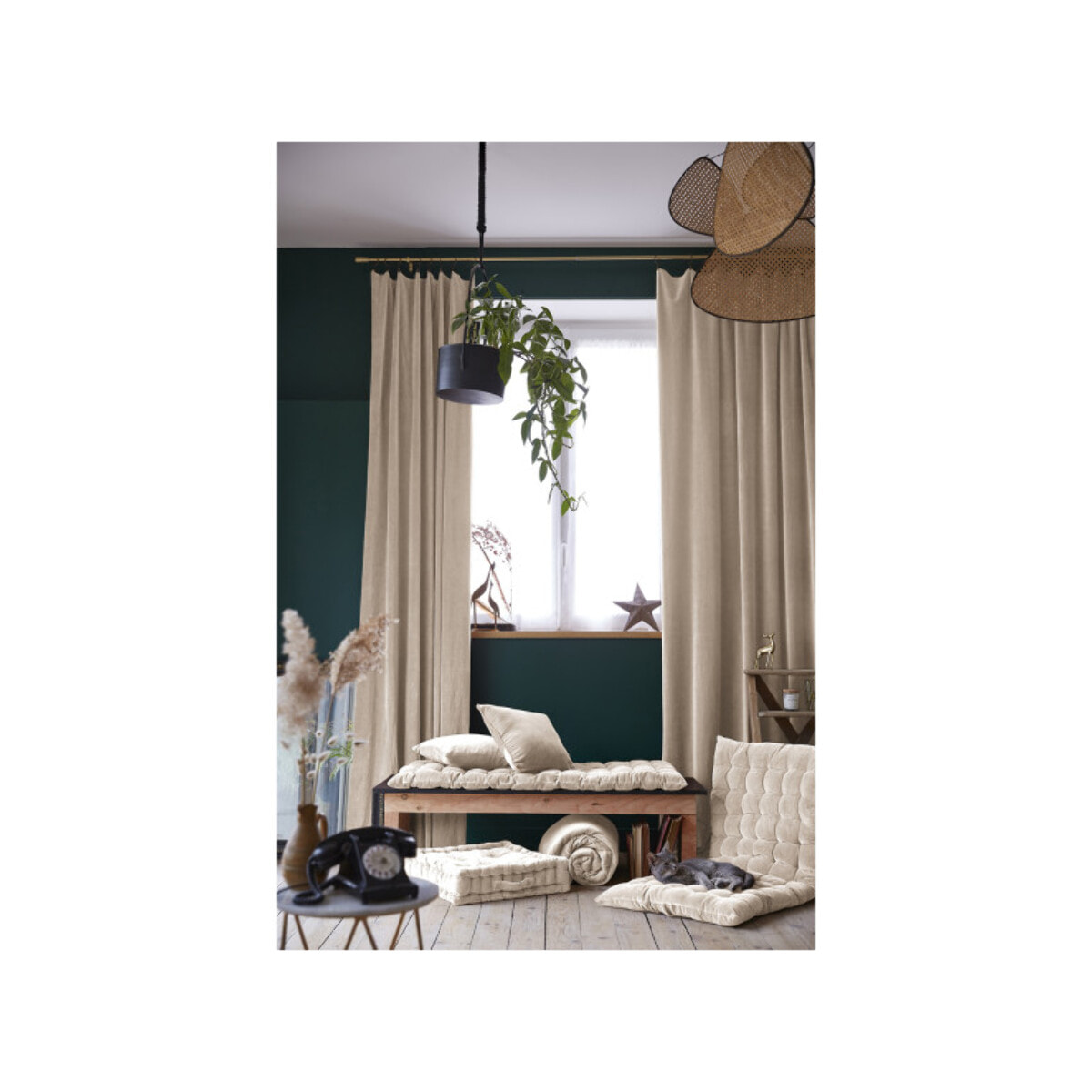 Rideau ajustable 140 x 270 cm en velours de coton - CESAR