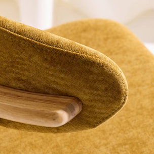 Chaise bois d'hévéa naturel et tissu chenille (lot de 2) PAOLA
