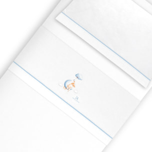 Triptico Minicuna Franela Don Algodon Conejo Nubes Bco/Azul