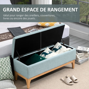 HOMCOM Banquette coffre de rangement 2 en 1 style scandinave dim. 110L x 39l x 45H cm tissu vert d'eau