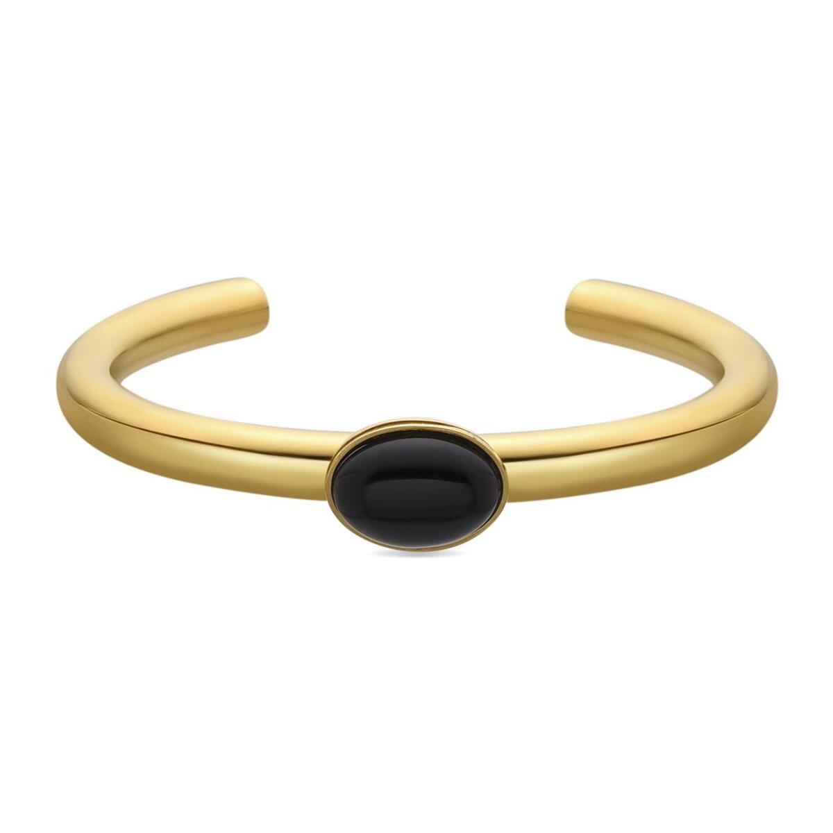 Pulsera con Cristal Negro acabado oro 18k