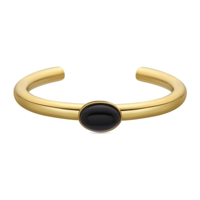 Pulsera con Cristal Negro acabado oro 18k