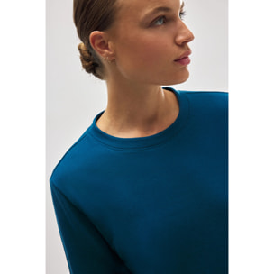 Maglietta termica in pile blu in stile sportivo