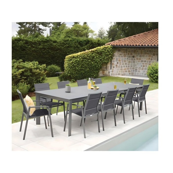 SEYCHELLES L MINEA REMBOURRE - Ensemble table et chaises de jardin - Gris Anthracite