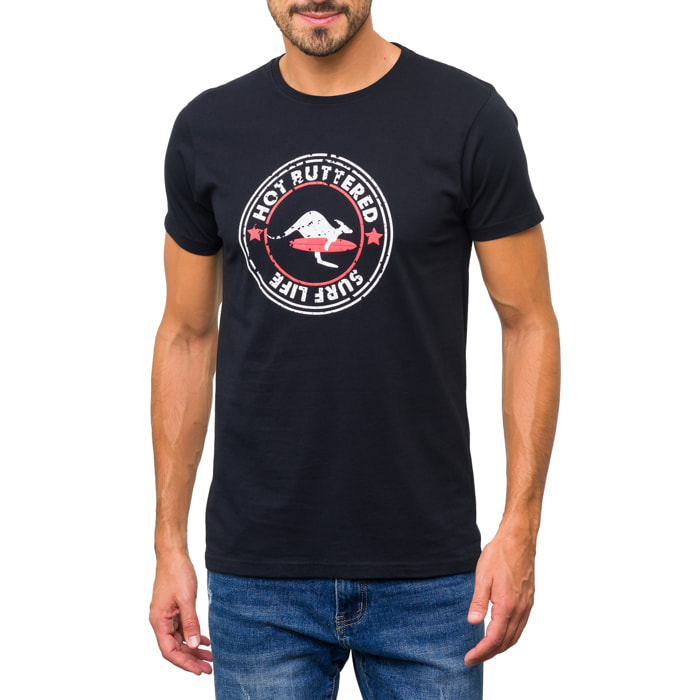 Camiseta de algodón 150 gr Hot Buttered Surflife Negro