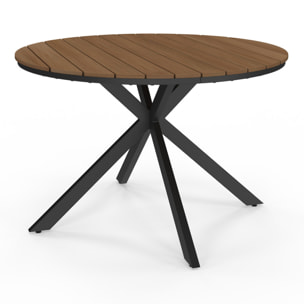 Table de jardin Milazzo ronde en polywood et pieds croisés 120cm